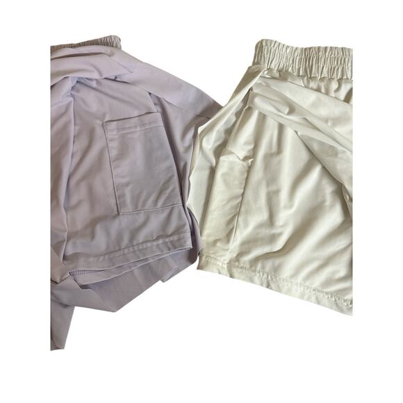 Exarus Pack of 2 Girls Kids High Waisted Running Short Tennis SZ 14 Purple White - Picture 5 of 7